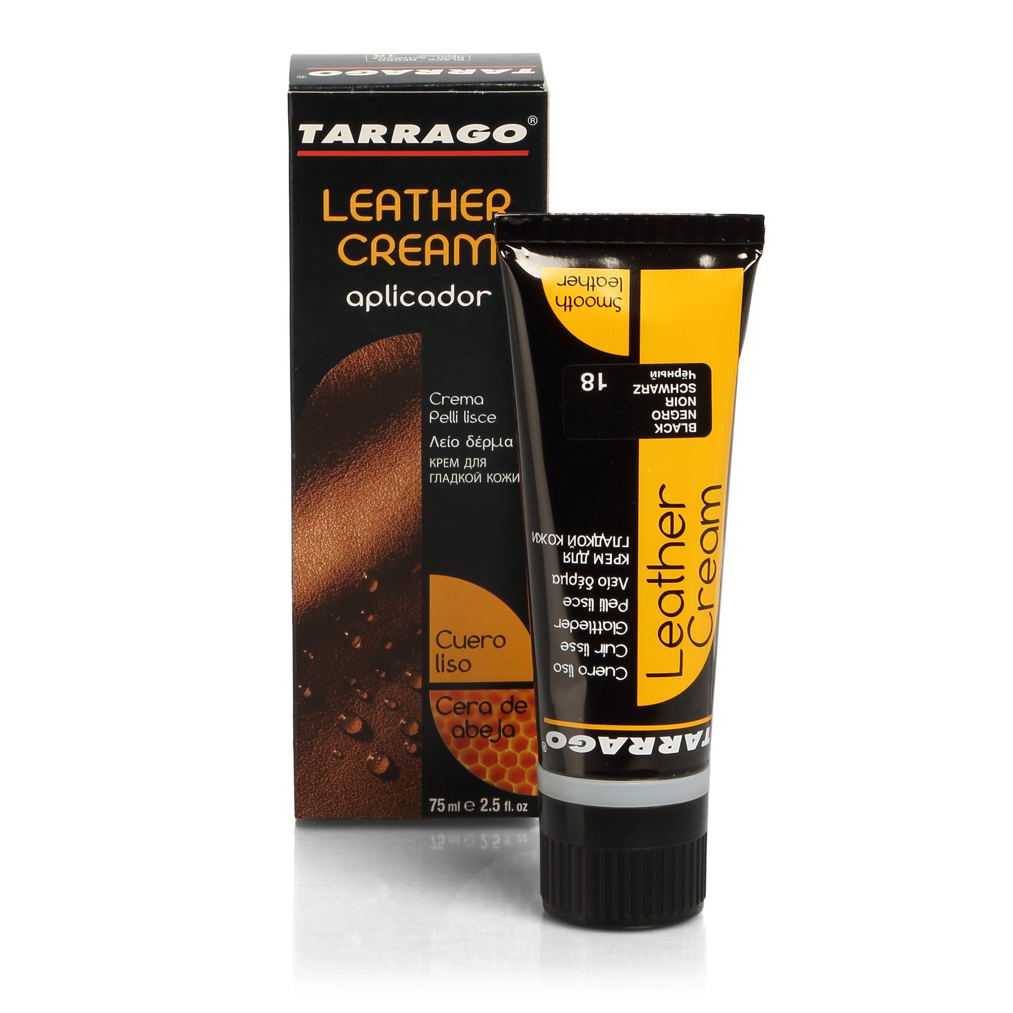 TARRAGO - 103 Крем тюбик с губкой Leather cream, БОЛЬШОЙ, 75мл. (оранж) TCO87/75-103