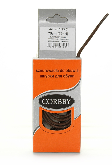 CORBBY Шнурки 75 см круг. тон. кор. с проп 3113